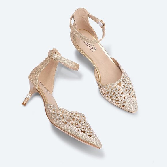 Women's IN2 Candice Wedding Rhinestone Sequins Kitten Heels Pumps Bridal Shoes - Picture 4 of 5